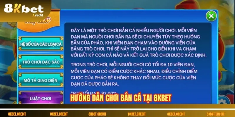 Hướng dẫn chơi bắn cá tại 8Kbet