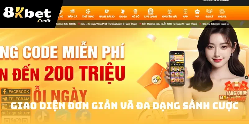 8Kbet 26 Giao diện đơn giản và đa dạng sảnh cược
