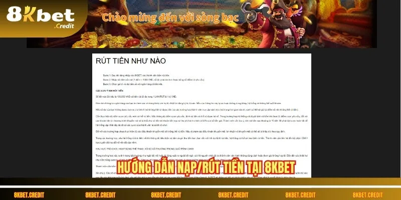 Hướng dẫn nạp/rút tiền tại 8Kbet